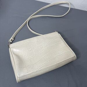 Bueno Cream Off White Leather Crocodile Textured Crossbody Bag Purse